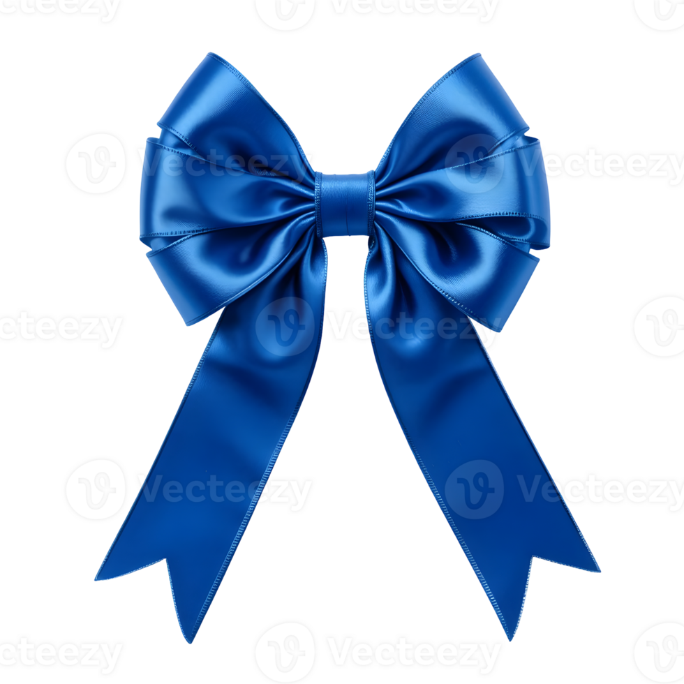 Blue Satin Ribbon Bow on Transparent Background png