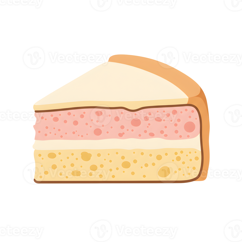 A Slice of Layered Cake with Strawberry and Vanilla png