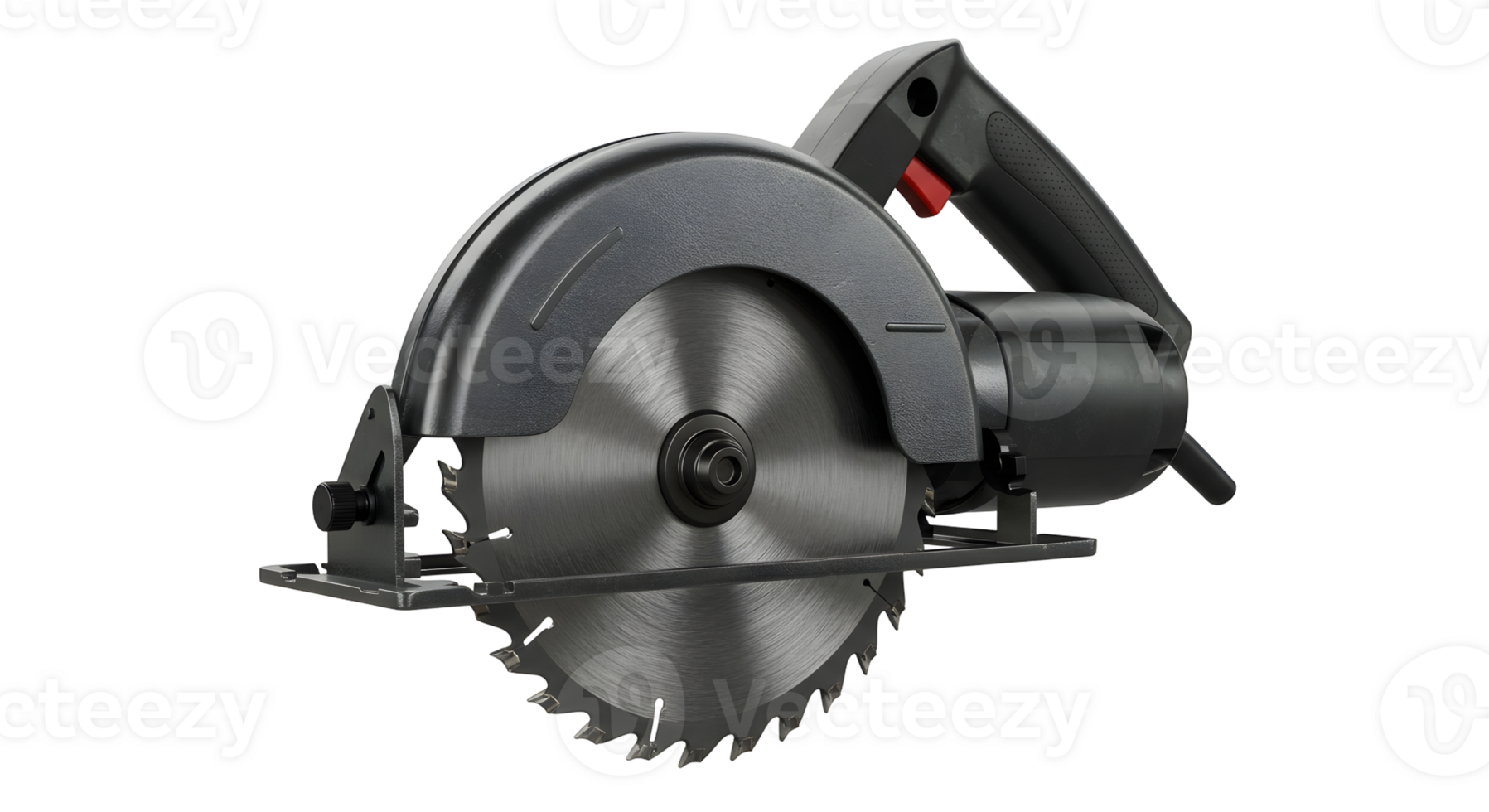 Black and Silver Circular Saw with Rotating Blade on Transparent Background png