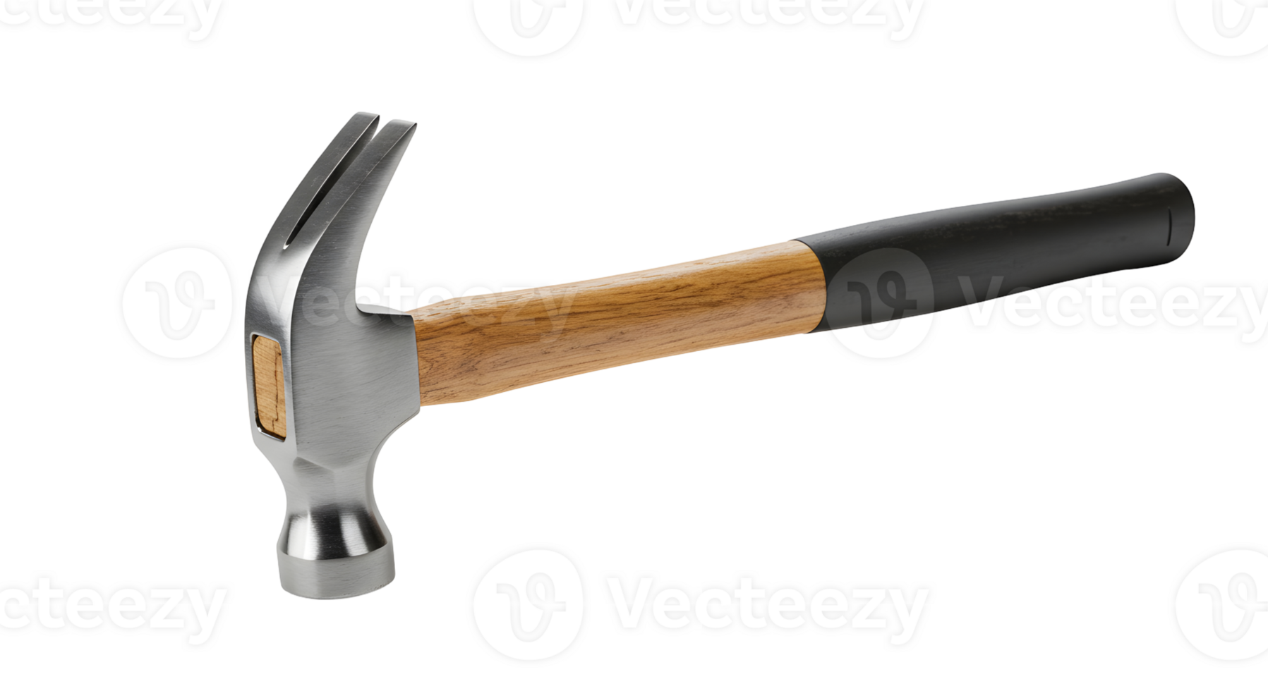Claw Hammer with Wooden and Black Handle on Transparent Background png
