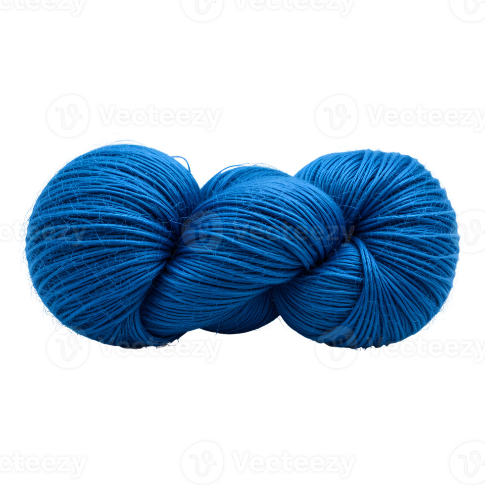 Closeup of a Deep Blue Skein of Soft Yarn on Transparent Background png