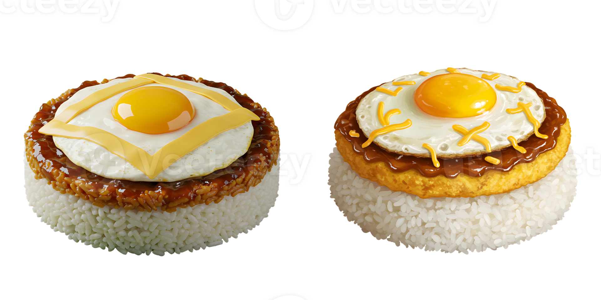Fried Egg with Cheese and Curry Sauce over Rice png