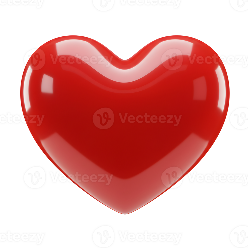 Glossy Red Heart Shape on Transparent Background png
