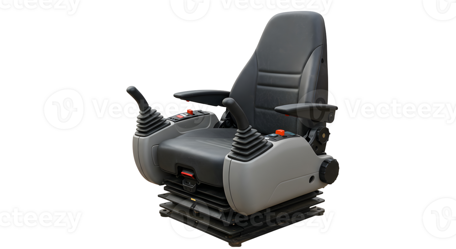 Gray And Black Heavy Machinery Operator Seat With Armrests On Transparent Background png