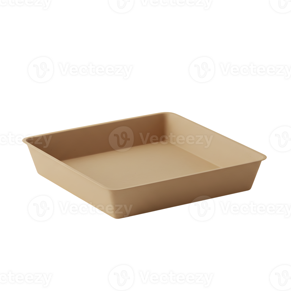 Light Brown Square Baking Tray on Transparent Background png