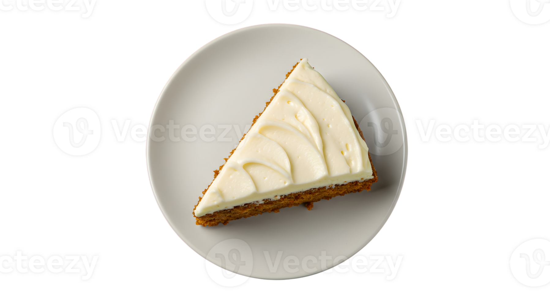 Overhead Shot of a Slice of Carrot Cake with Creamy Frosting on a White Plate png
