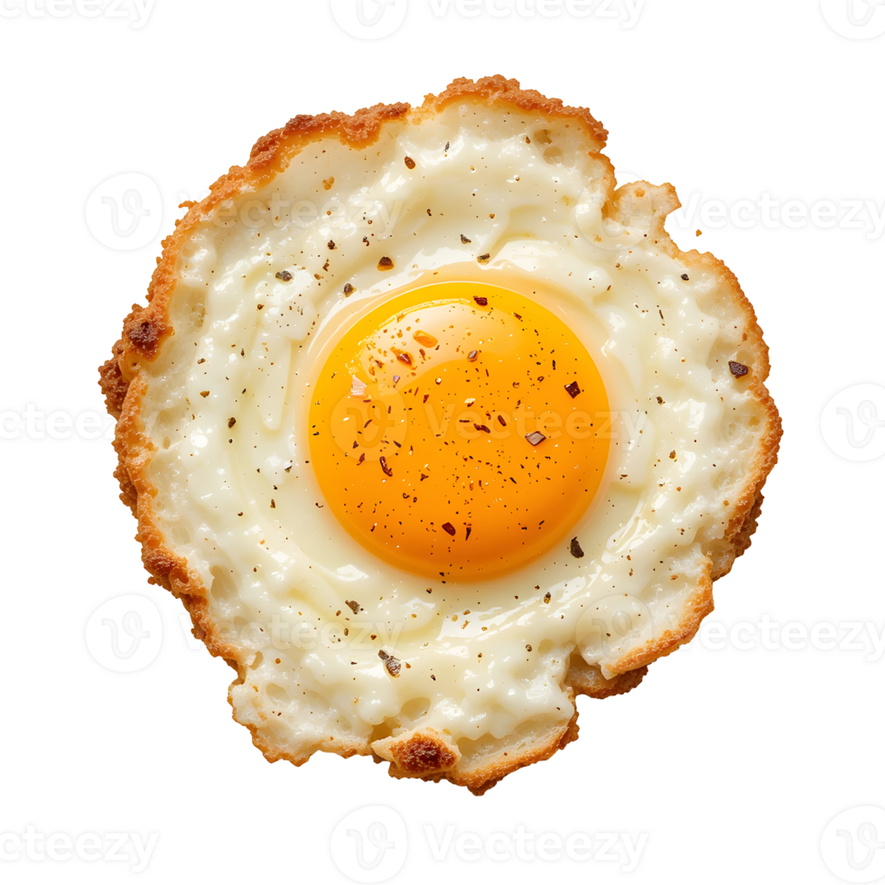 Overhead Shot of a Perfectly Fried Egg with Crispy Edges and Golden Yolk png