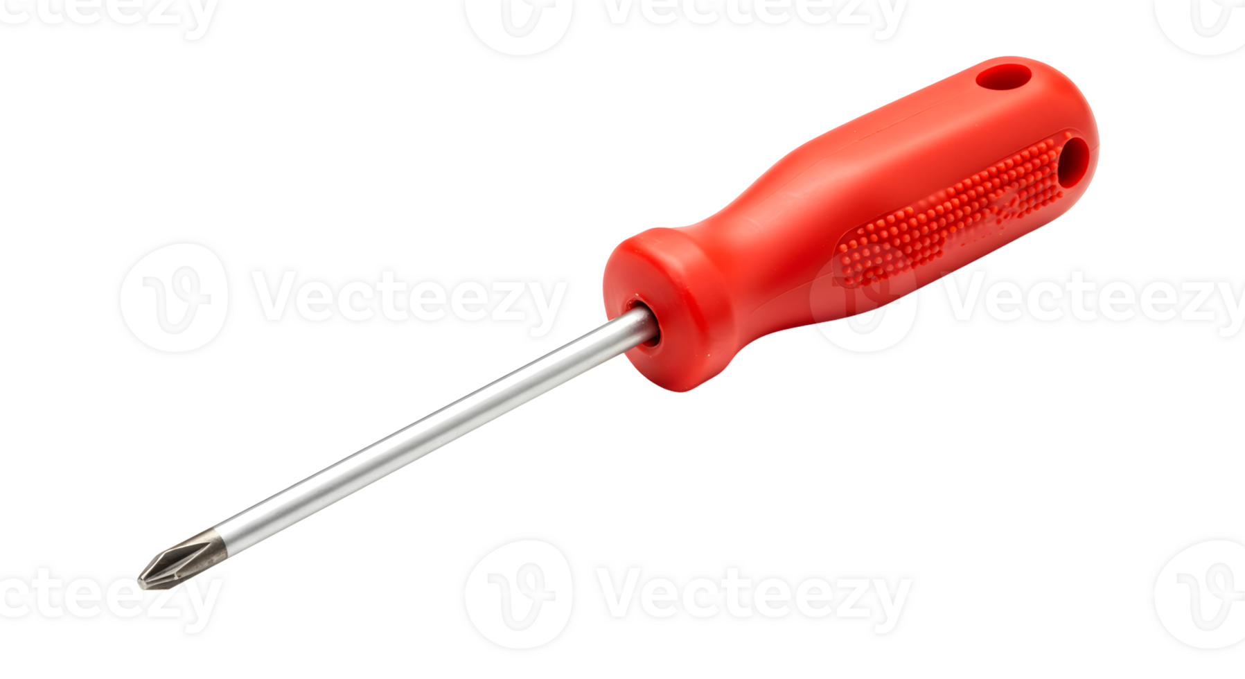 Red Plastic Handle Screwdriver with Metal Shaft on Transparent Background png