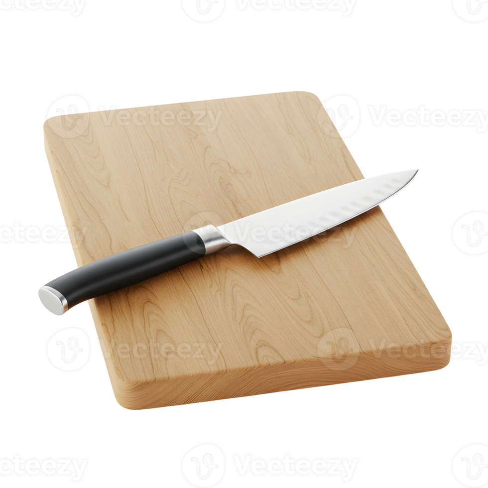 Paring Knife and Wooden Cutting Board on Transparent Background png
