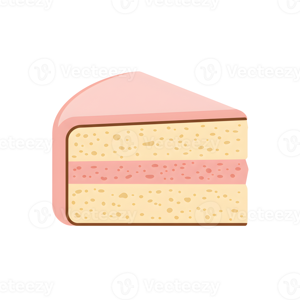 Pink Layered Cake Slice on Transparent Background png