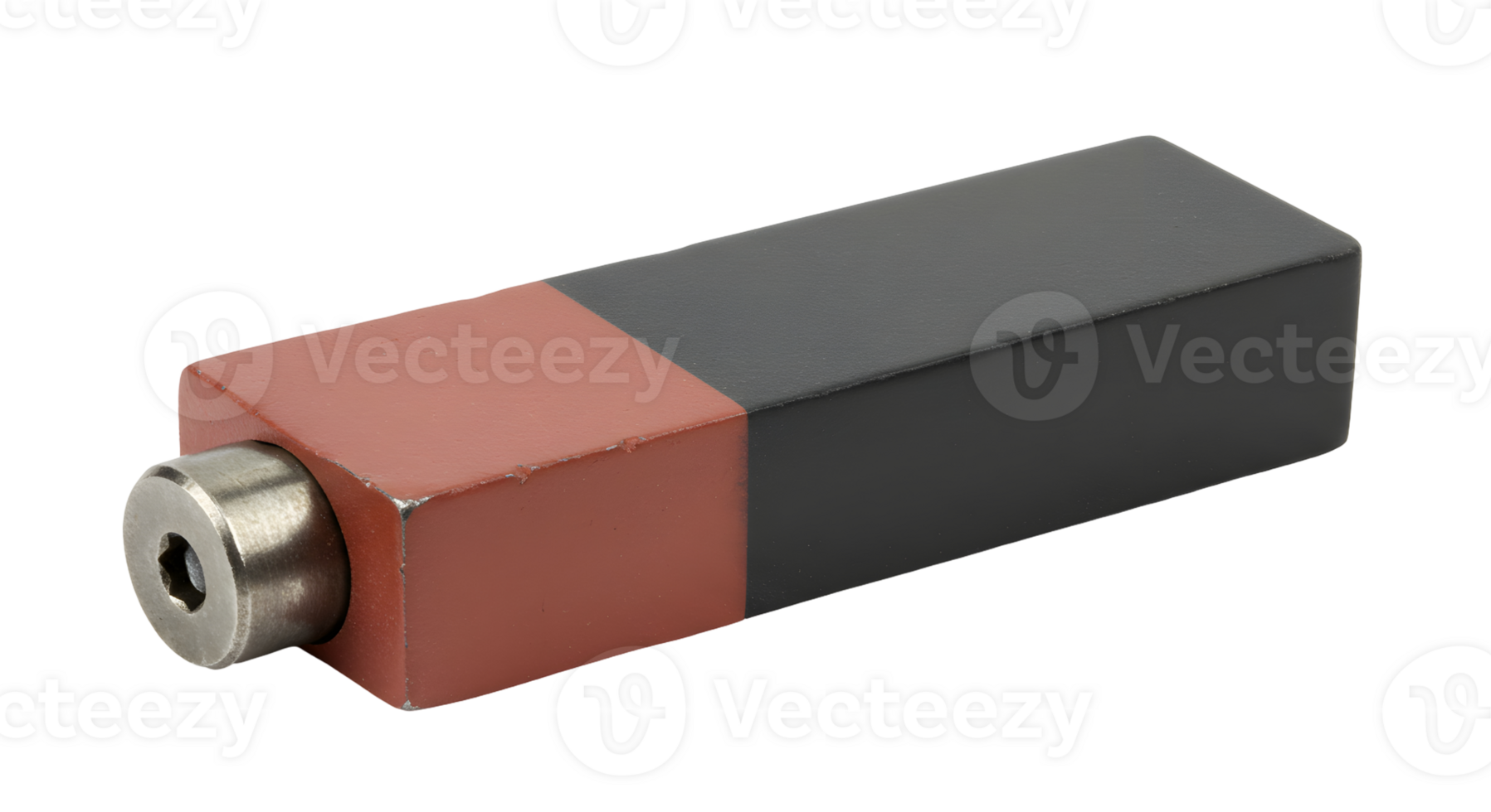 Rectangular Bar Magnet with Red and Black Poles on Transparent Background png