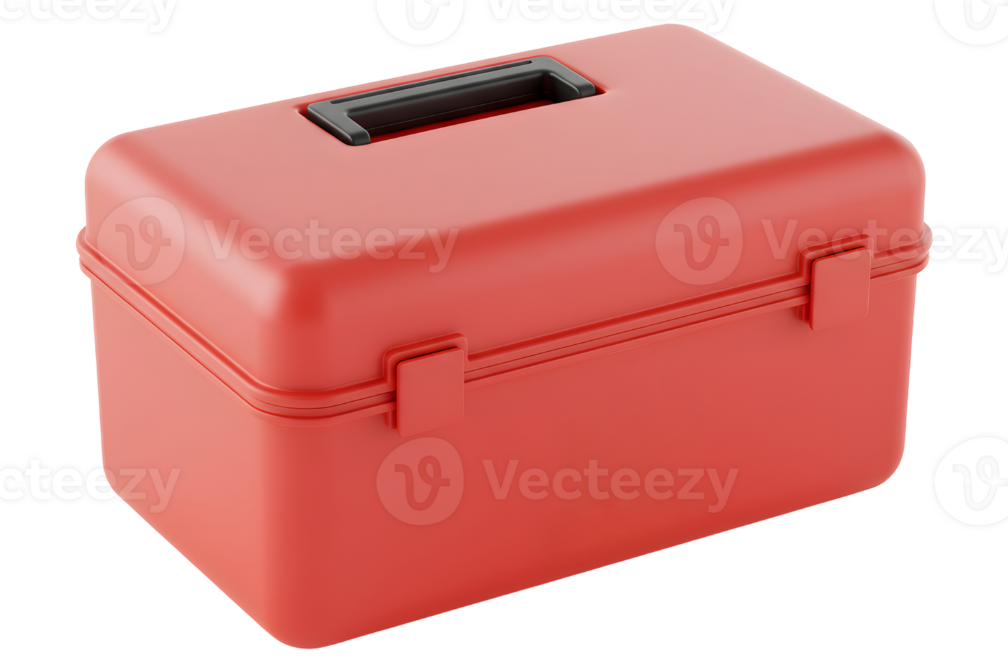 Red Plastic Toolbox with Black Handle on Transparent Background png