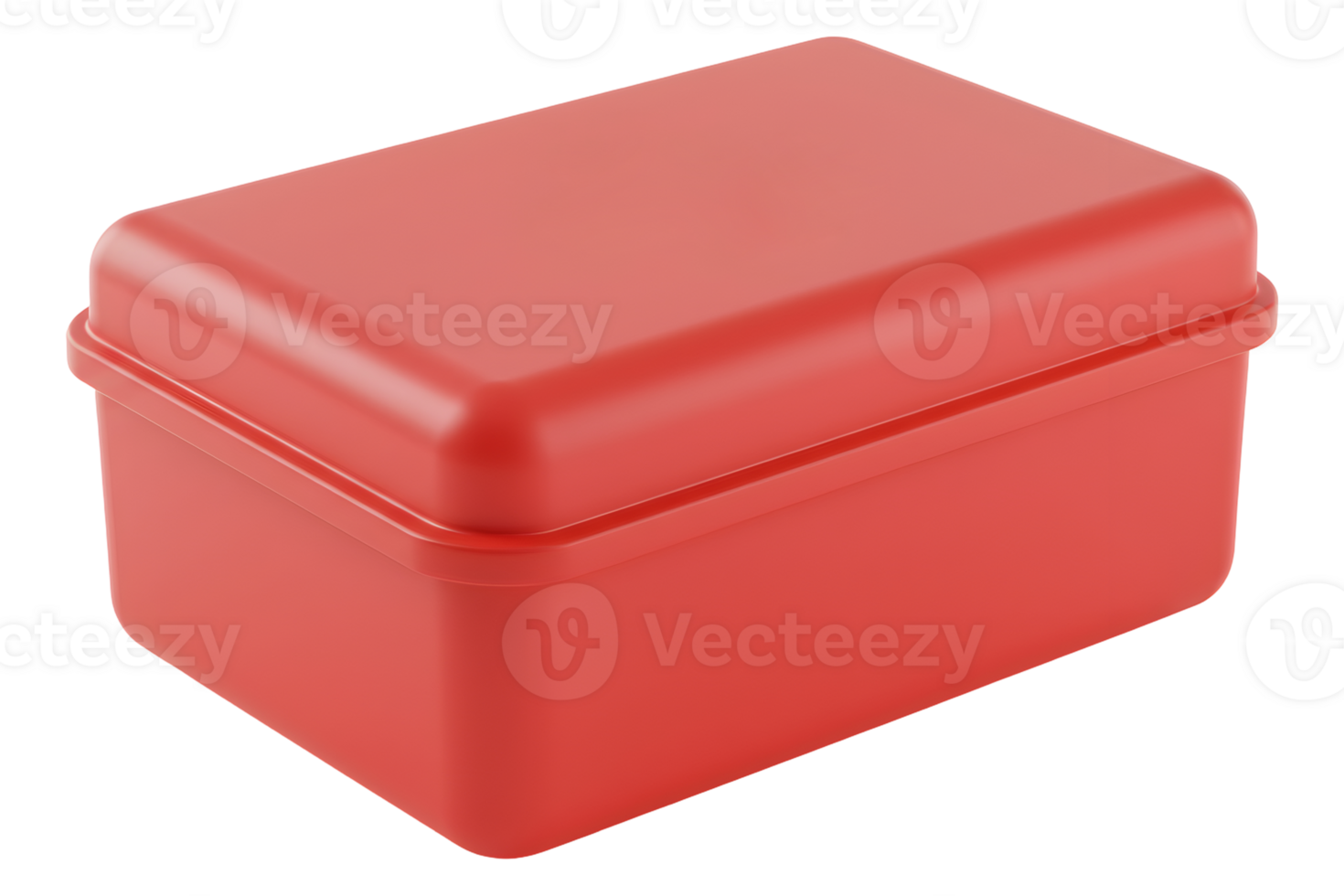 Red Plastic Rectangular Storage Box on Transparent Background png