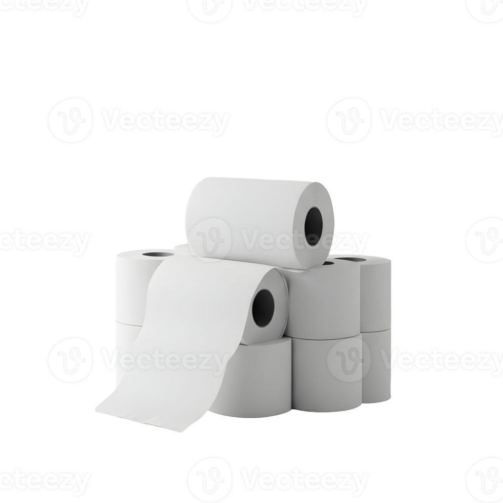 Stack of White Toilet Paper Rolls on Transparent Background png