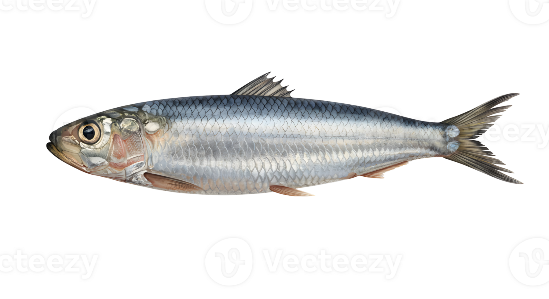 Silver Sardine Fish Closeup On Transparent Background png