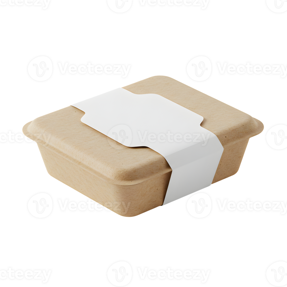 Square Kraft Paper Food Container with Blank Label png