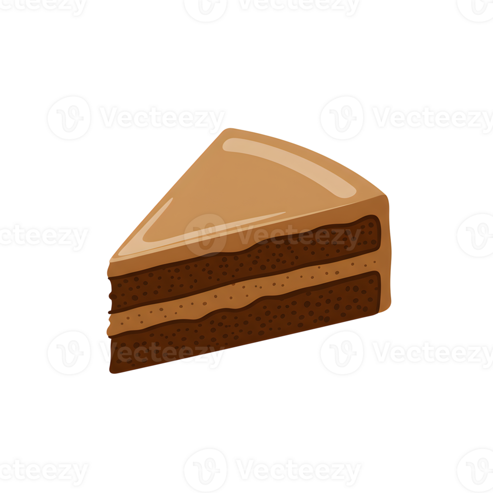 Two Layer Chocolate Cake Slice on Transparent Background png