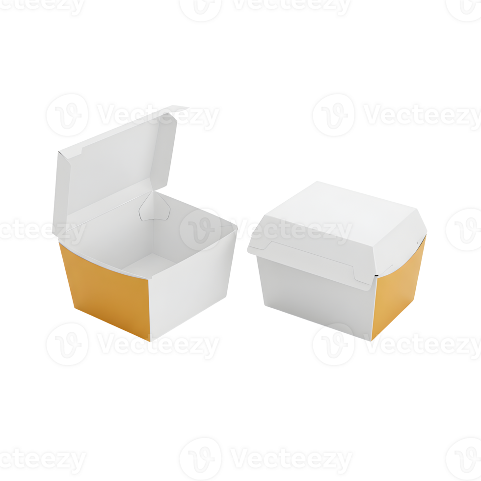 Two Small White and Gold Cardboard Boxes on Transparent Background png