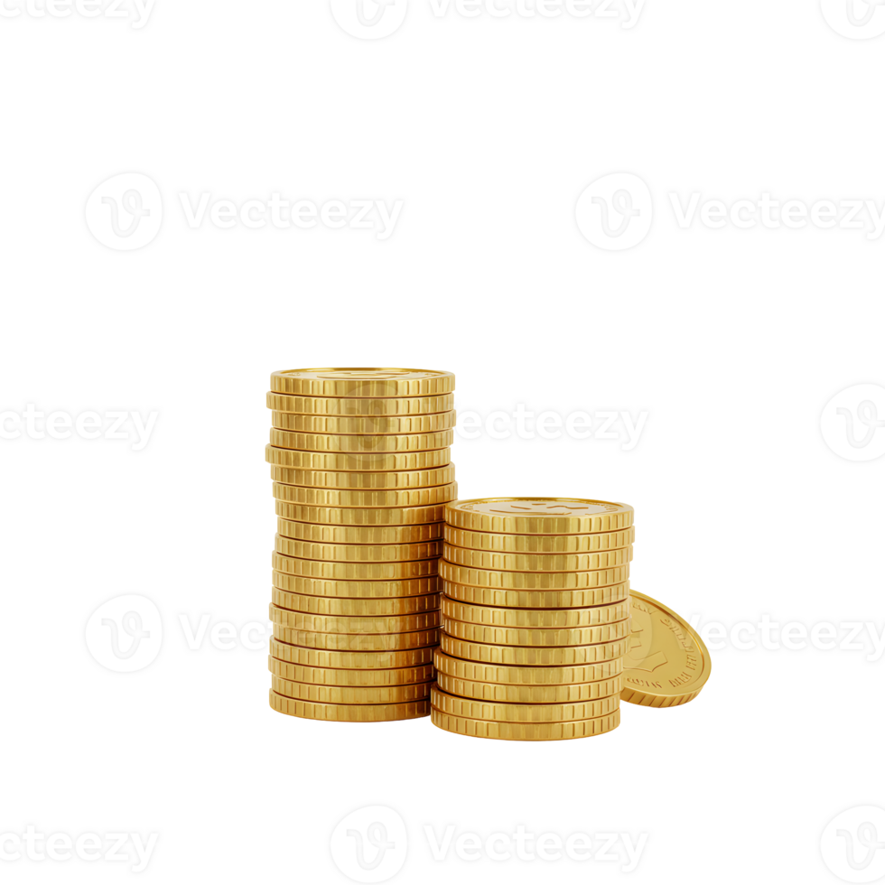 Three Stacks of Gold Coins on Black Background png