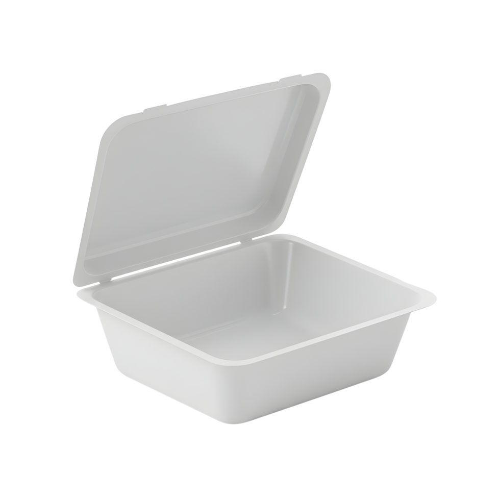 White Square Disposable Food Container on Transparent Background png