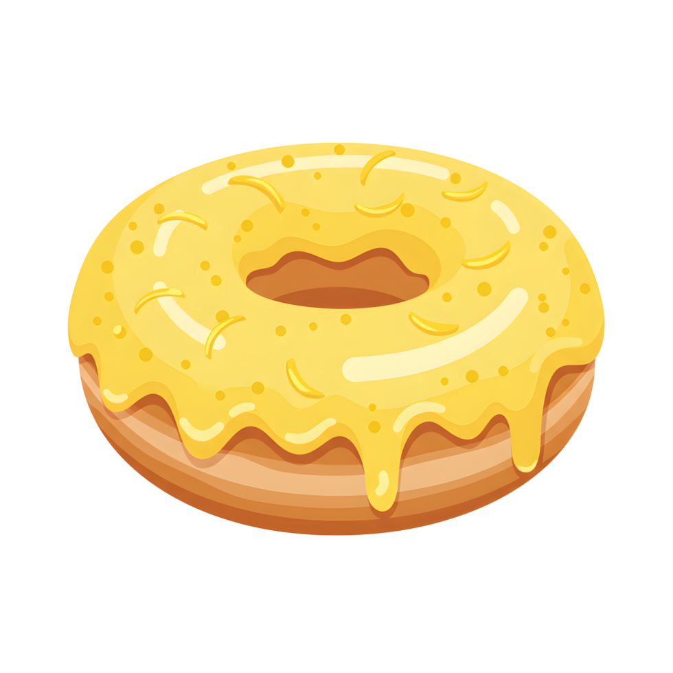 Yellow Glazed Donut with Lemon Zest Drizzle png