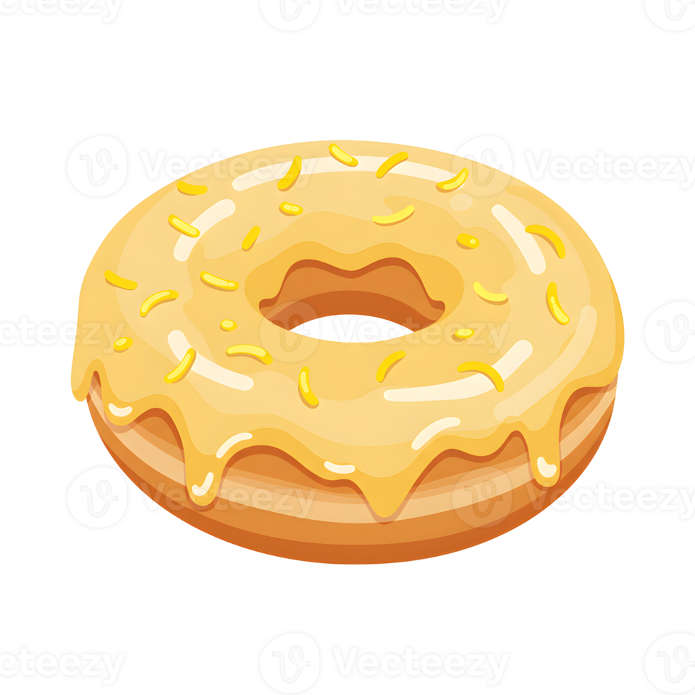 Yellow Glazed Donut with Sprinkles on Transparent Background png