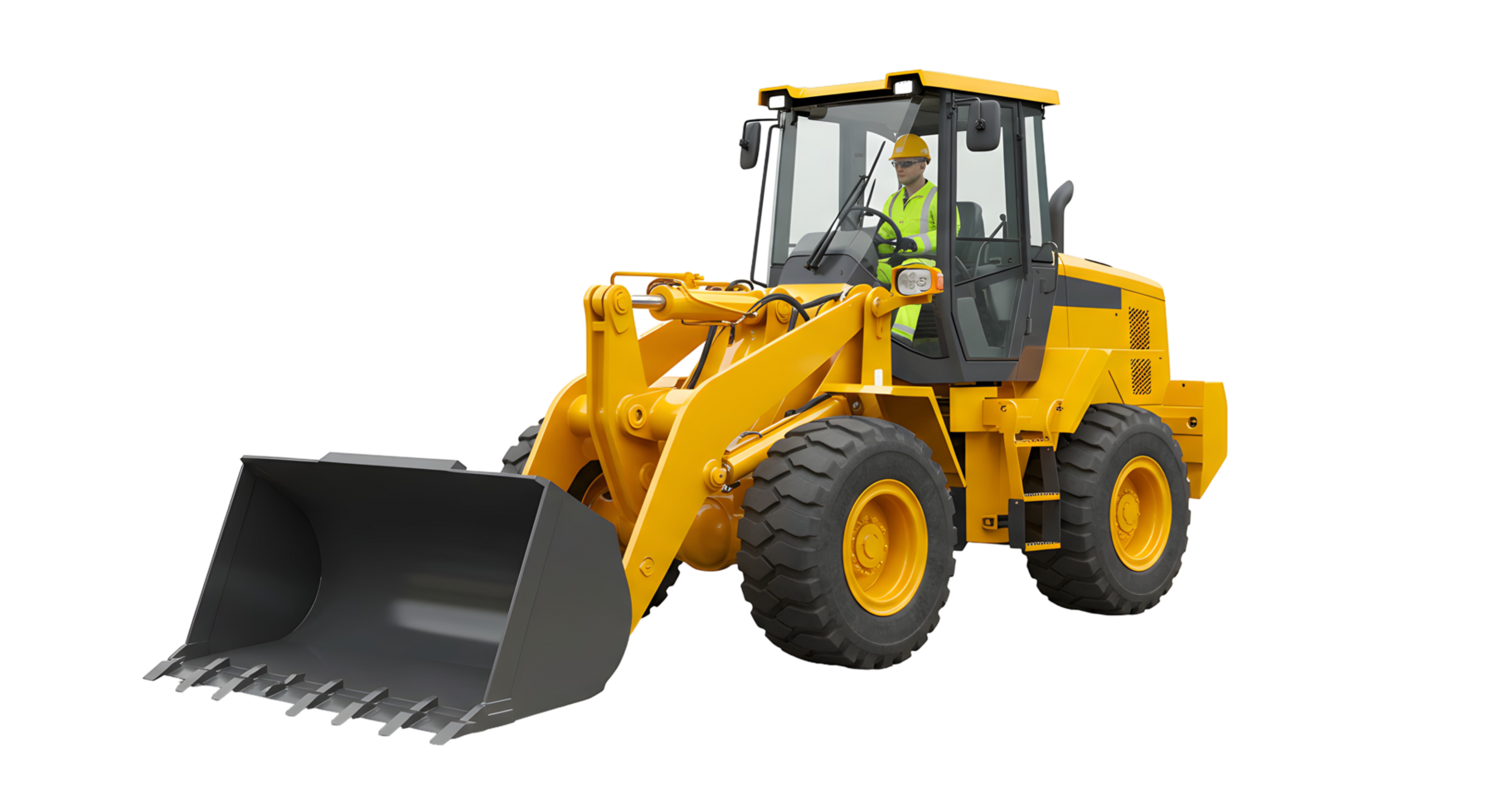 Yellow Wheel Loader Operator on Construction Site png
