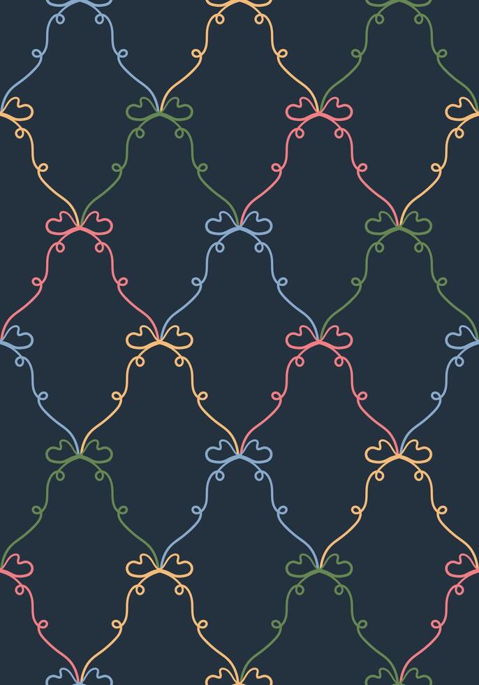 Coquette ribbon bows seamless pattern for fabric, wallpaper, wrapping paper. Classic print design vector