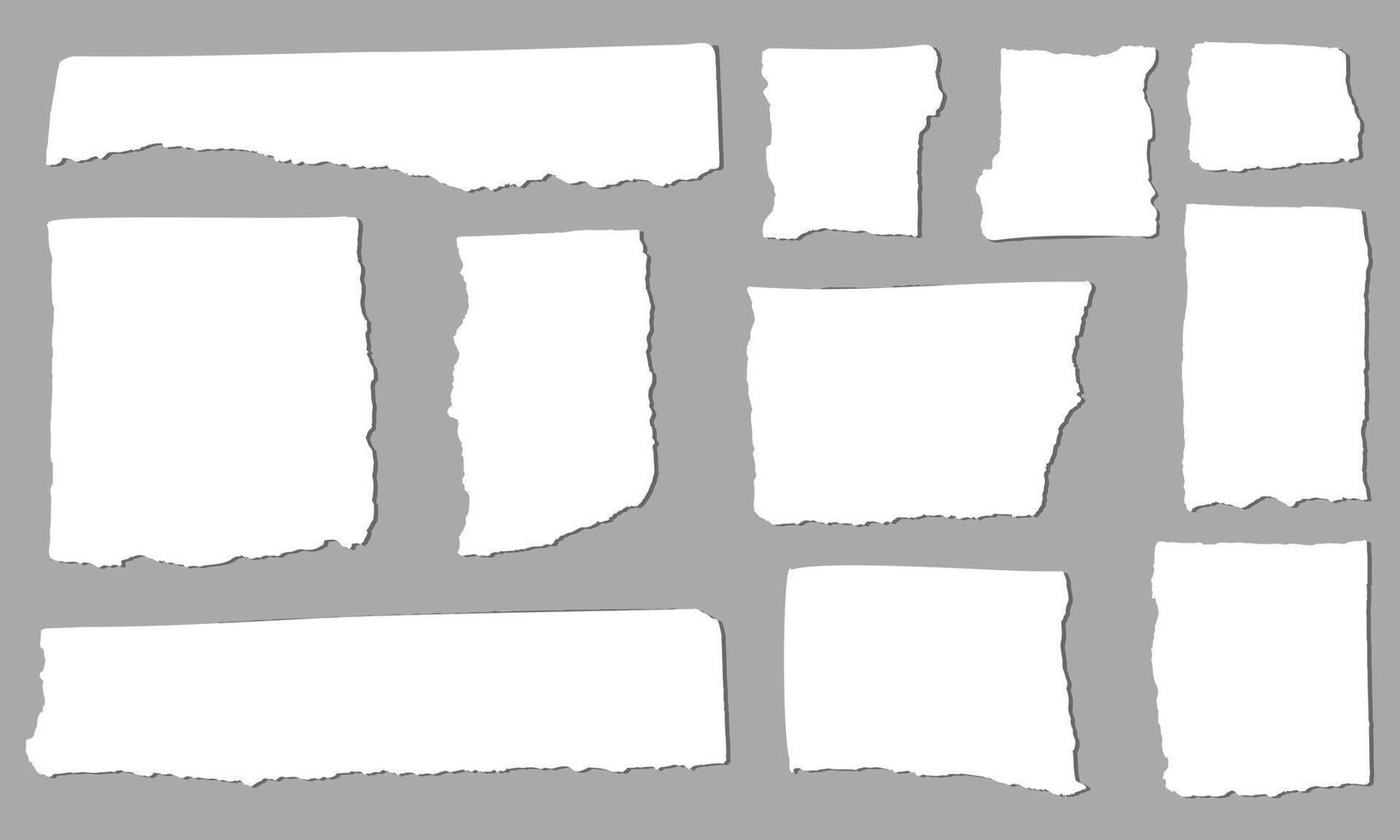Hand drawn torn paper set. Blank paper notes for messages. Hand drawn flat illustrations for paper reminders. vector