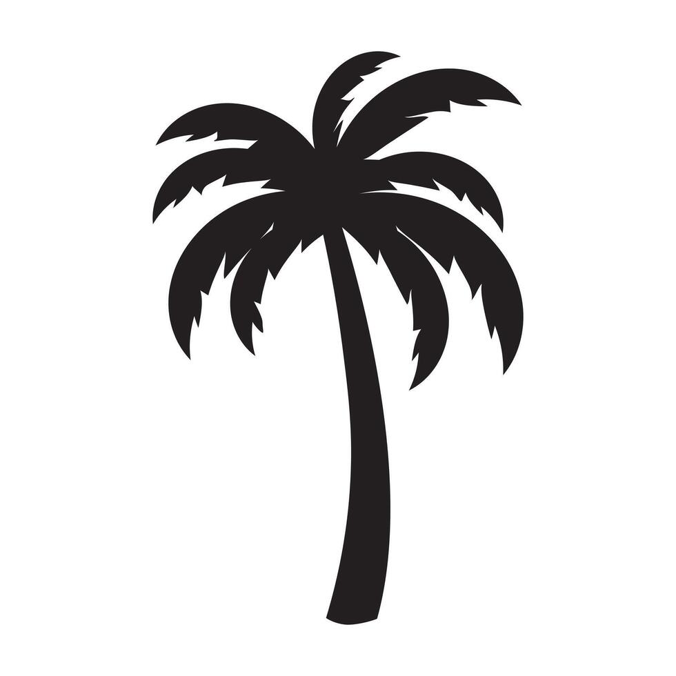 Black silhouette of palm tree. Exotic tree design. . vector