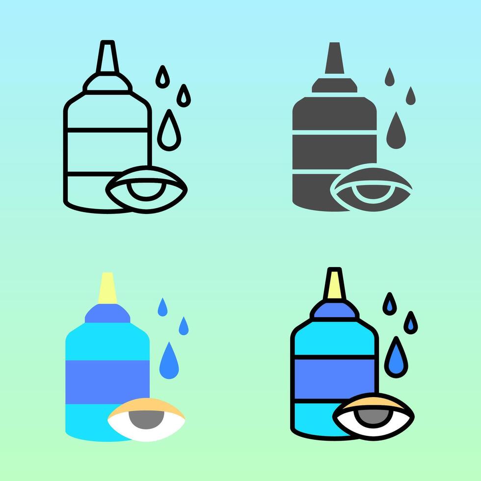 Medical eye drops in flat and outline style, representing eye care treatment and relief, great for pharmacy visuals or health awareness campaigns. vector