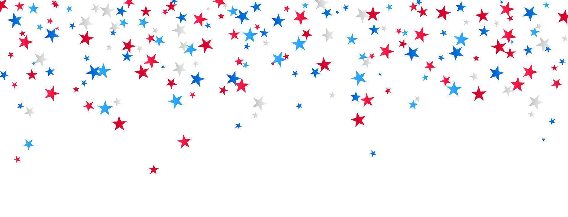 4th of July background, USA Independence Day, star border vector