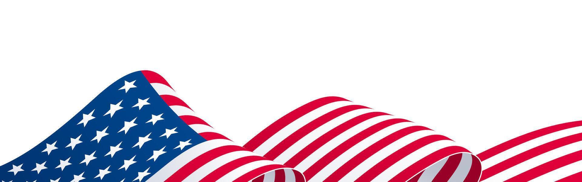 USA flag banner, United States background, US flag border vector