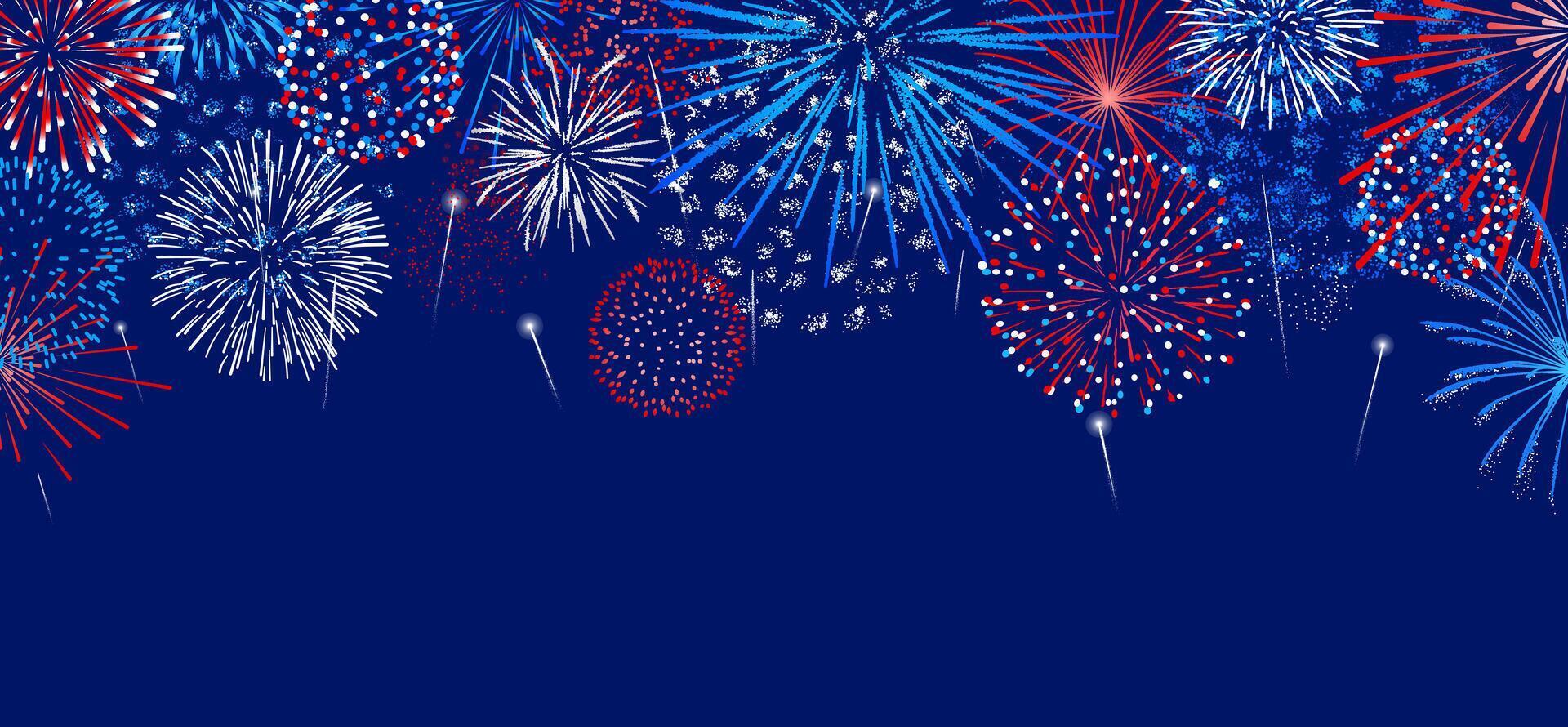 Fourth of July fireworks background, USA Independence Day vector