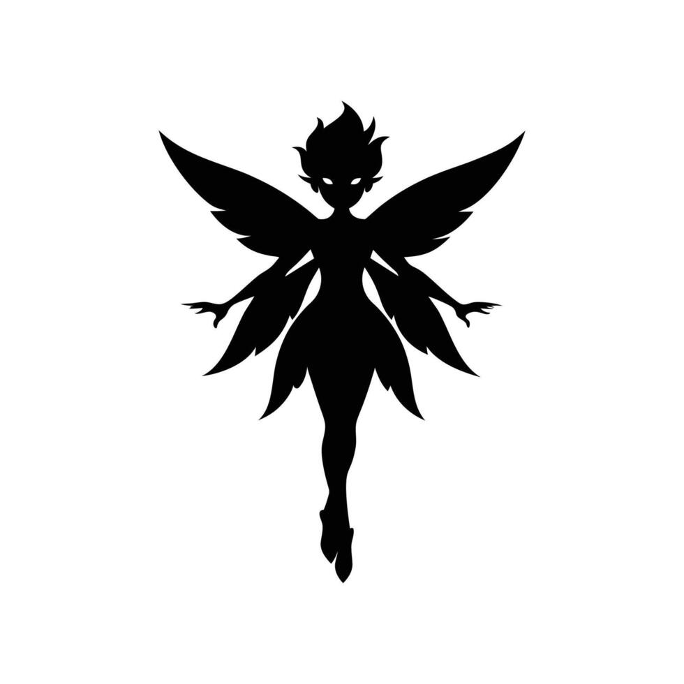 Stylish fairy silhouette with wings in modern vector