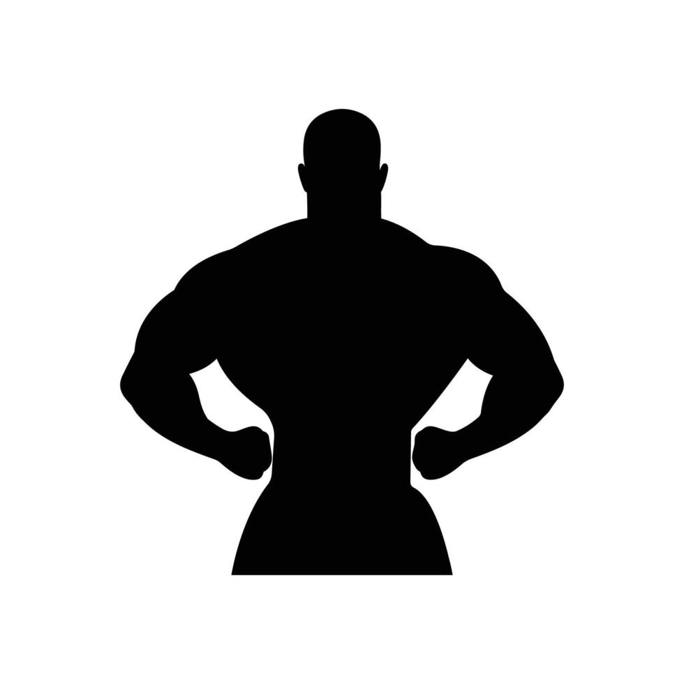 Bodybuilder powerful man silhouette illustration vector
