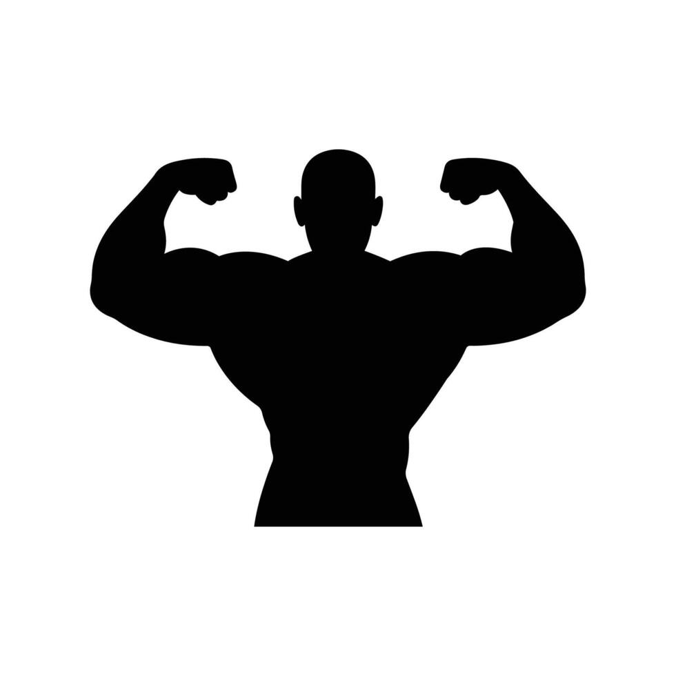 Bodybuilder man silhouette on white background vector