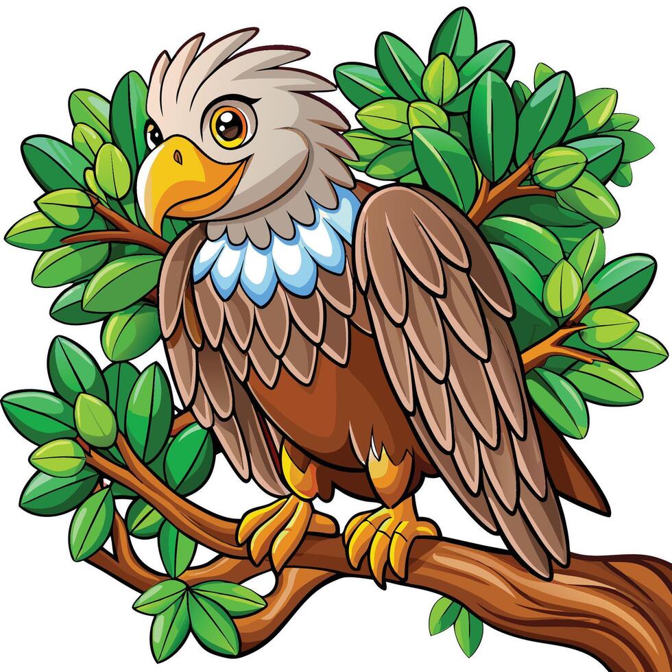 Eagle Resting on a Tree Branch vector