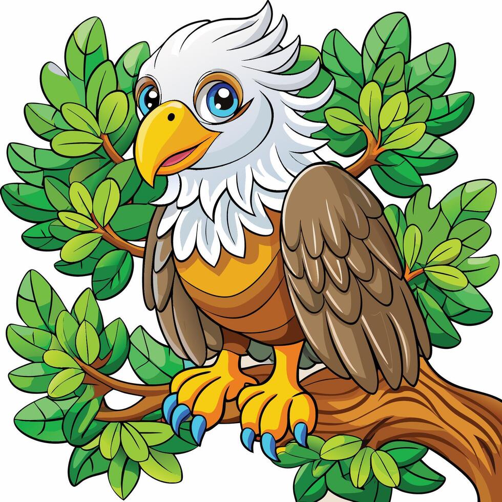 Eagle Silhouette on Tree Limb vector