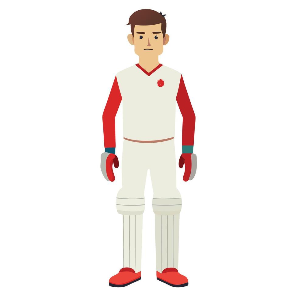 Cricketer Dressed in White vector