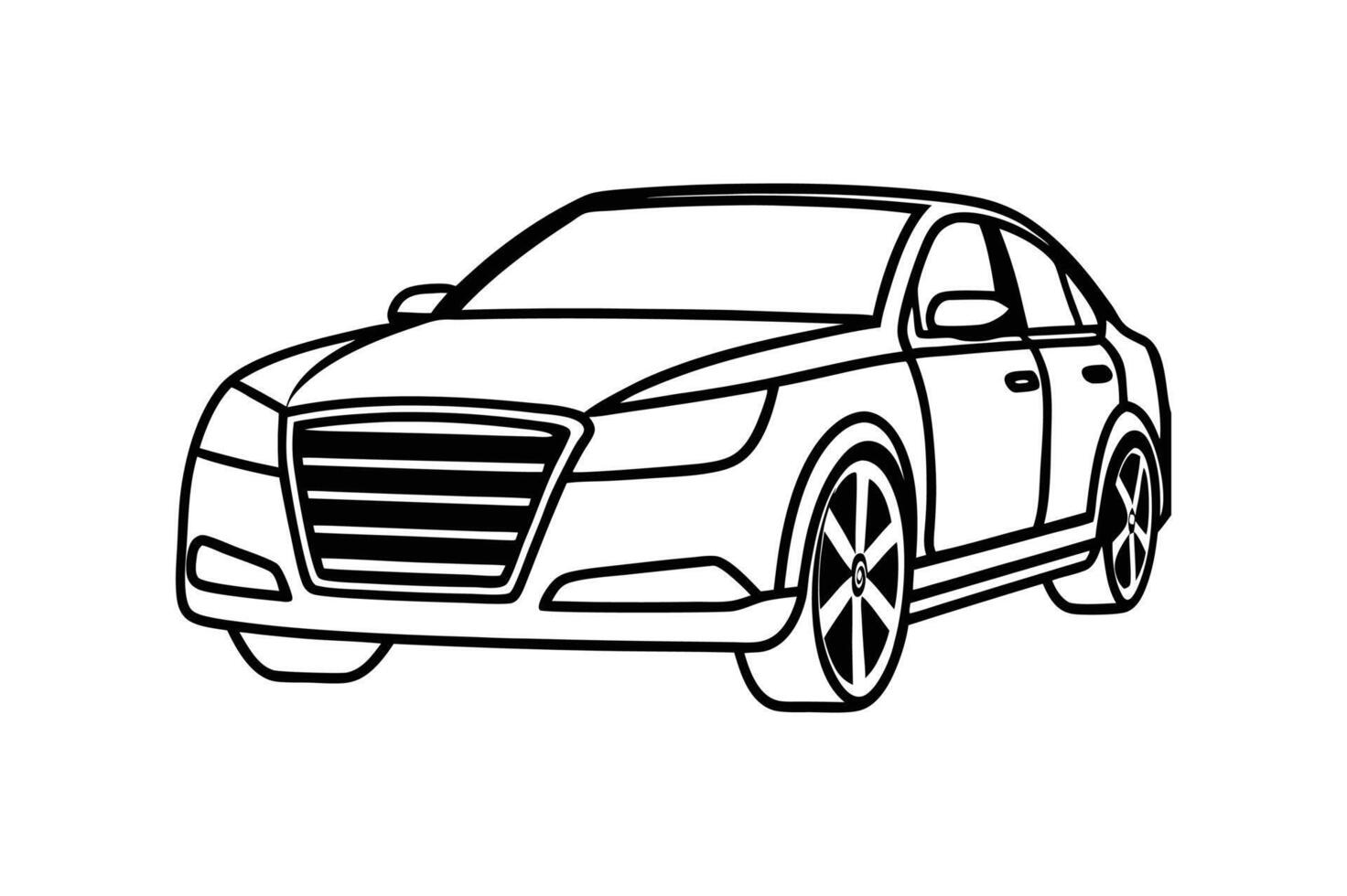 Sleek Sedan Car Outline A Modern Automotive Design in Black and White vector