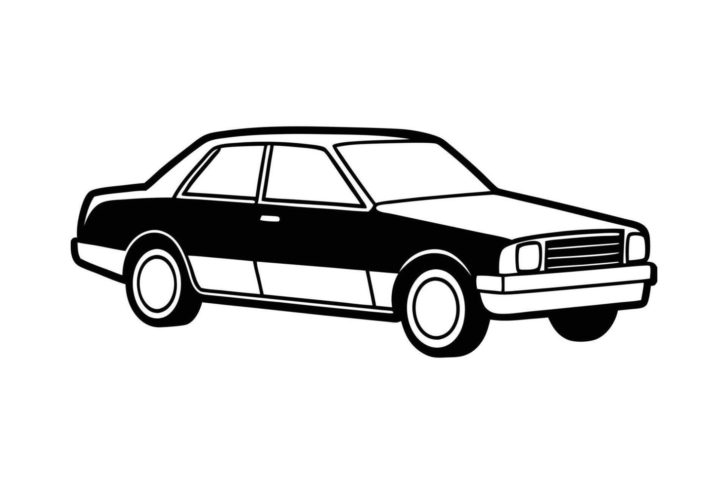 Monochrome Illustration of a Classic Two Door Sedan Car vector