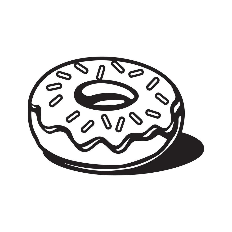 A donut is shown in a black and white drawing vector