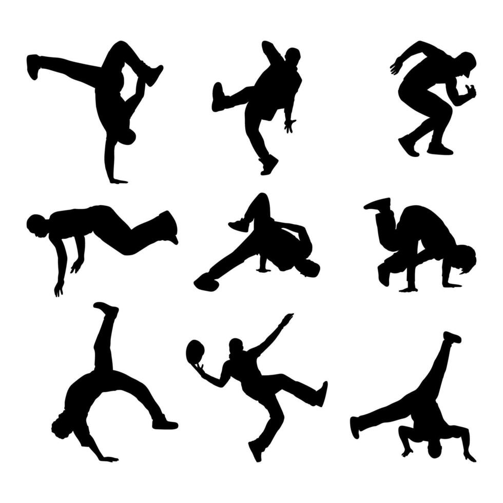 silhouette street dance collection set vector