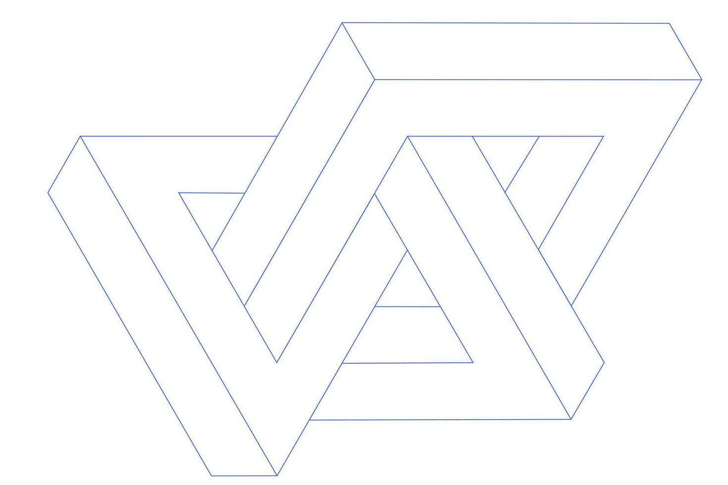 Impossible figure. Linear style, geometric irregular shape. Optical illusion. icon, isolated object vector
