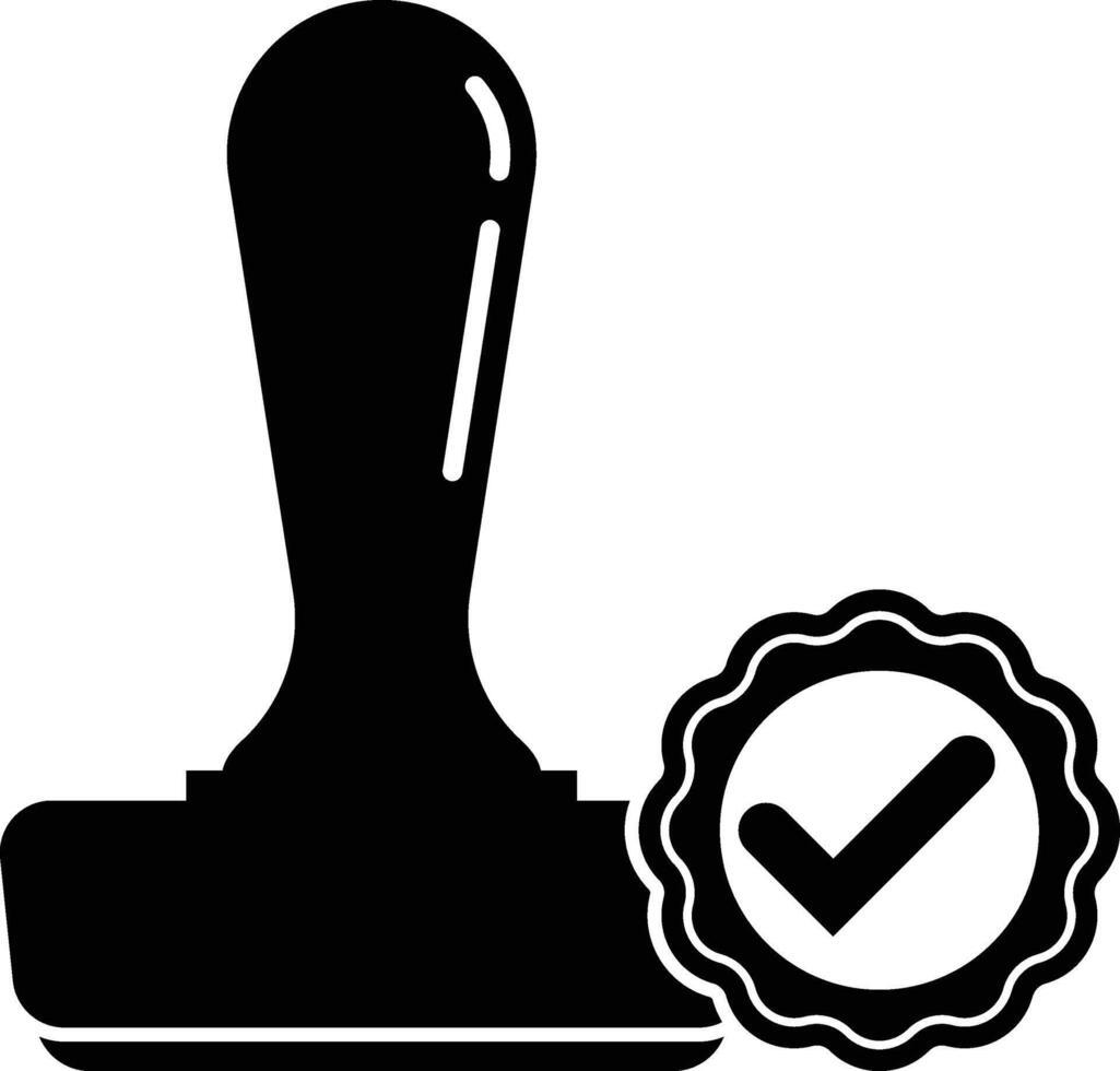 Rubber Stamp with Approval Symbol Icon vector
