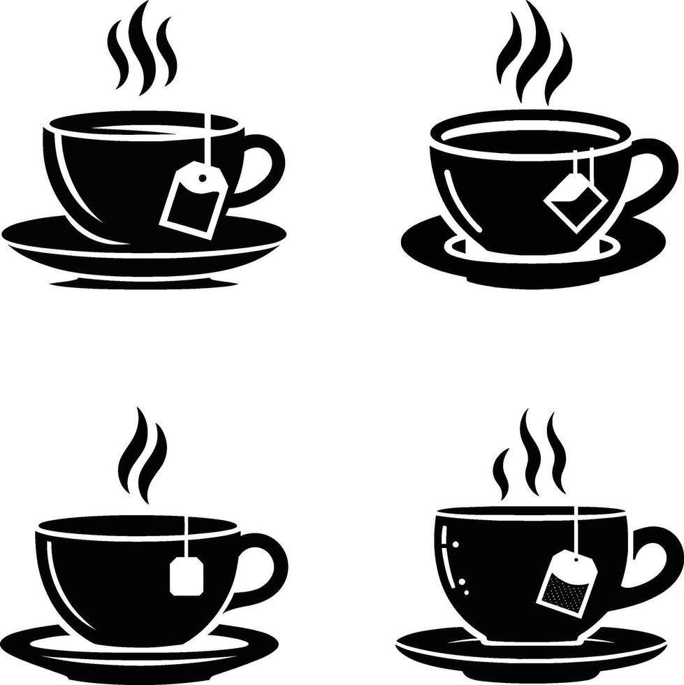 A black silhouette of a teacup vector
