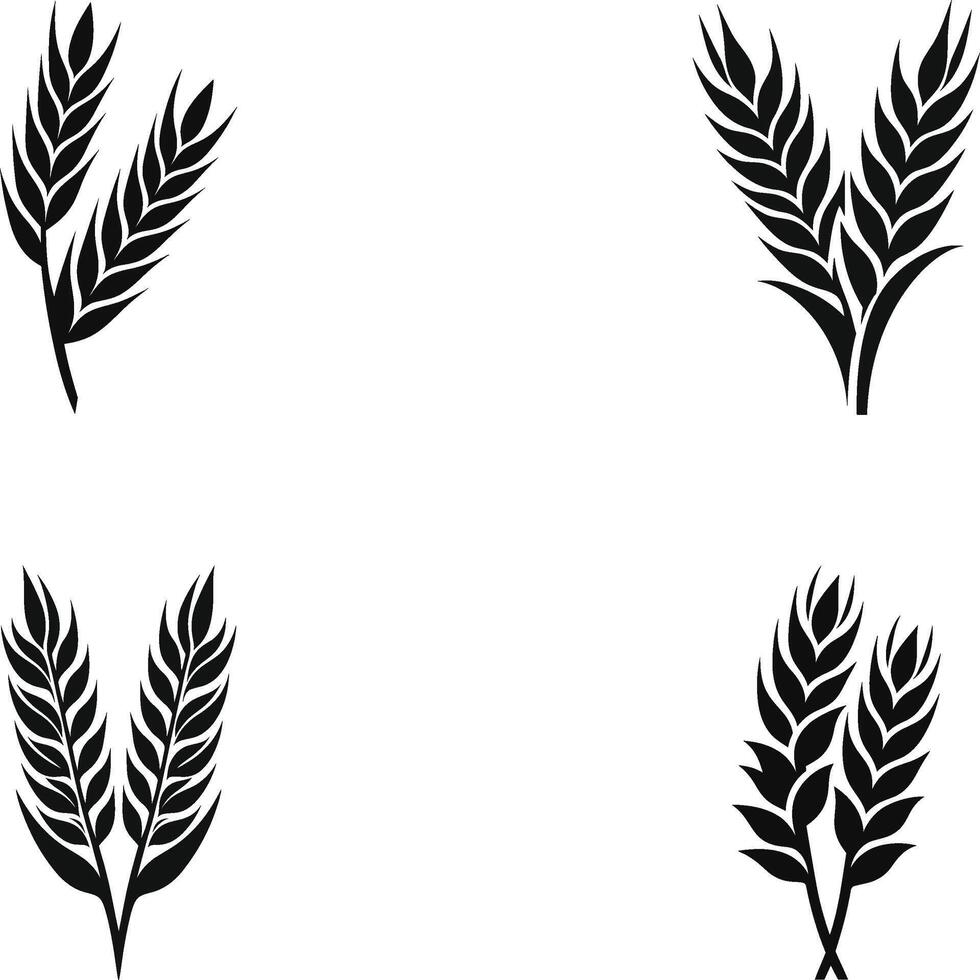 Minimalist Black Silhouette of Wheat Stalks. Agriculture and Harvest Symbol vector