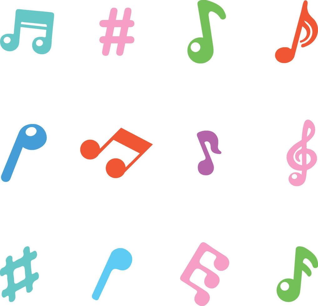 music notes, musical symbols, design element, Colorful music notes background, abstract sign and symbol vector