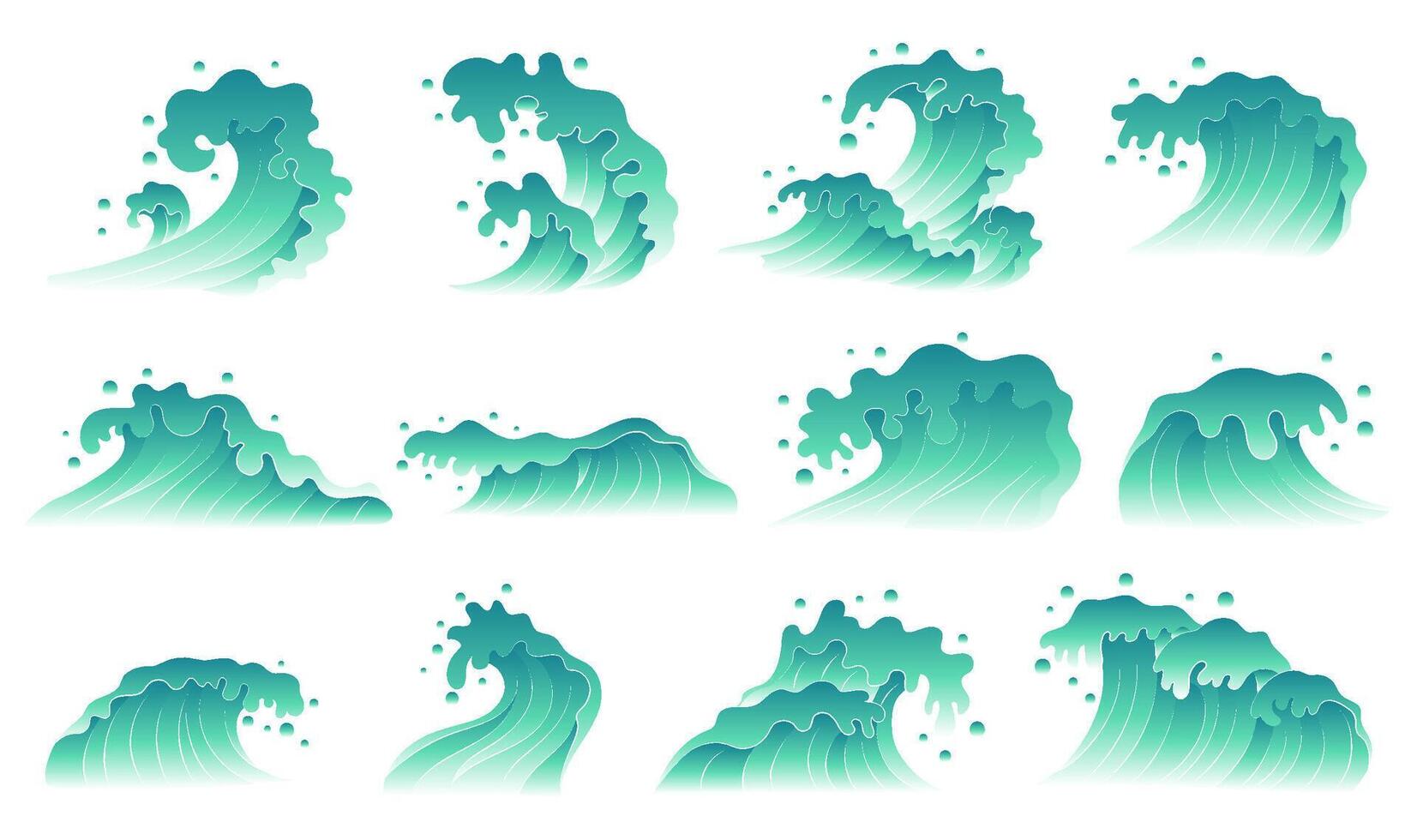 A combination of ocean waves and spray elements vector